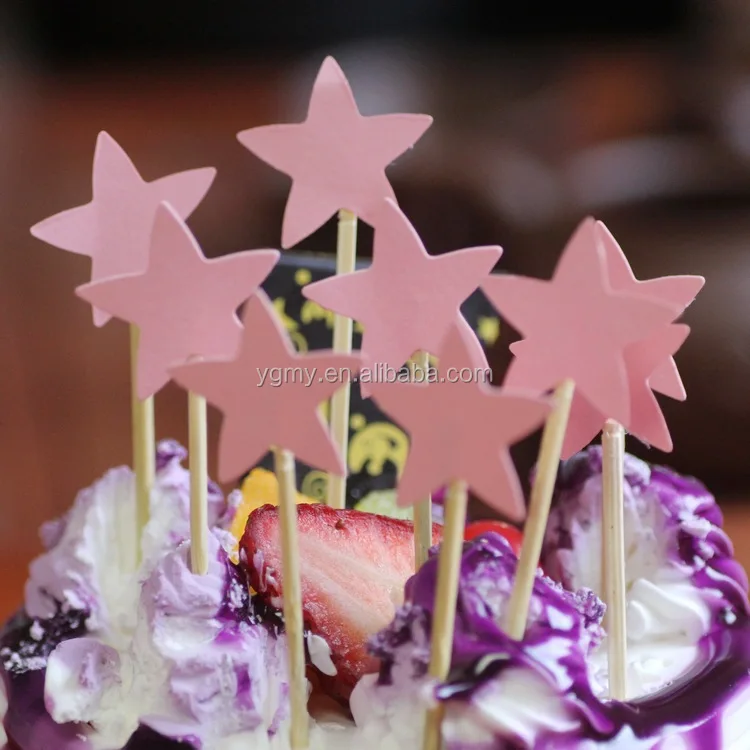Gqavril12 Adorno de Torta Estrella Decoración para Tarta de cumpleaños de Oro Rosa Tarta de cumpleaños de Oro Rosa Tarta de Cumpleaños Dorado Topper Decoración para Tarta de Oro Rosa Rosado（2 Sets） 