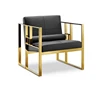Mona gold steel frame chair Leather upholstered