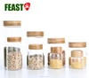 Eco-Friendly bamboo screw lid liquid/powder glass storage jar
