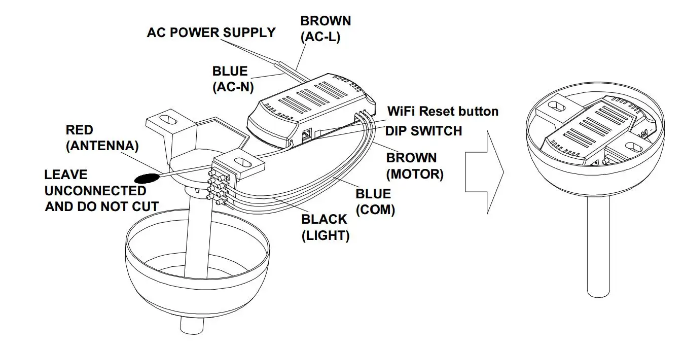 Wifi Rf Ceiling Fan Remote Control Speed Hi Med Low Light