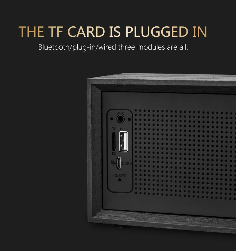 retro wooden speaker oneder v2 10w 1500mah Support TF Card/USB drive/AUX/FM wooden wireless bluetooth speaker - ANKUX.COM
