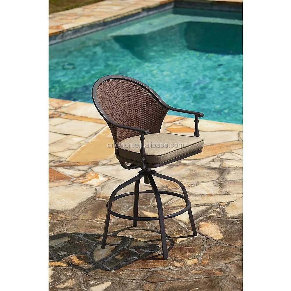 rattan swimming pool furniture outdoor swivel umbrella hole chair sets bar table features