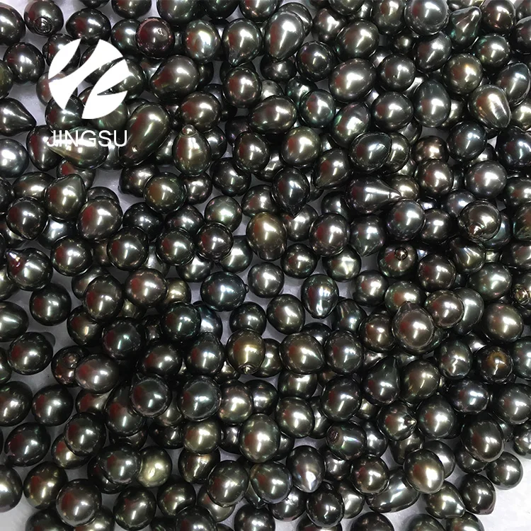 10 Pcs 9-10mm UNDRILLED Círculo Suelto Negro Perla Tahitiana Barroco
