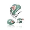 925 Sterling Silver Natural Stone Plum Flower Ring & Stud Earring Fashion Jewelry Set for Women