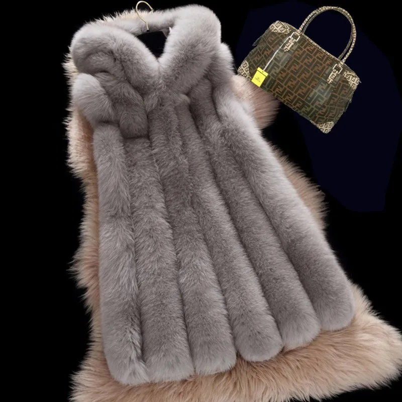 High Quality Fashion New Autumn font b Winter b font Faux Fox Fur Vest Long Sleeveless