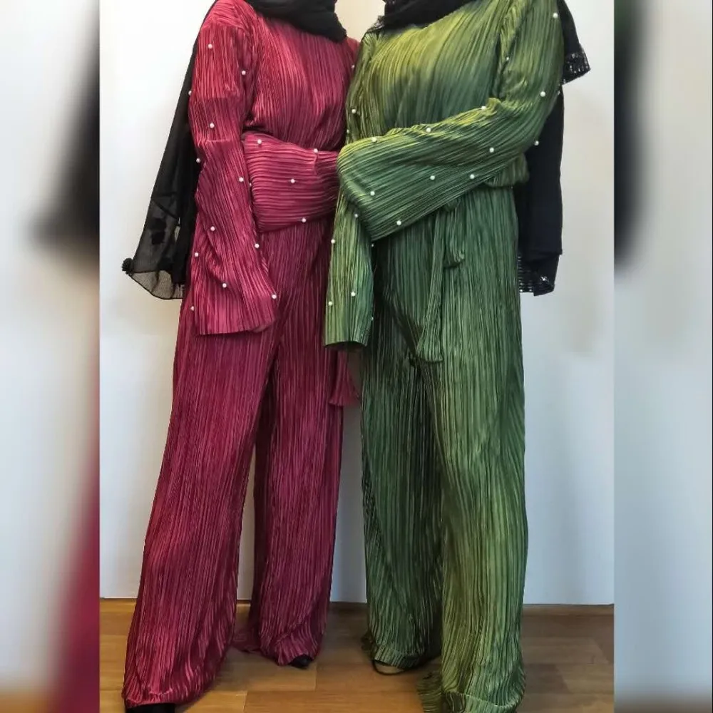 1635 Fold Jumpsuit Abaya Muslim Dresses Malaysia Islamic Clothing