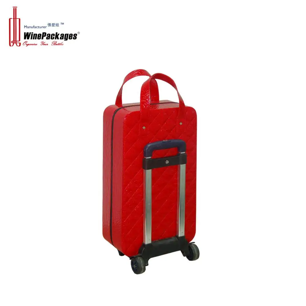 China Factory Luxury Red Faux Leather Travel Luggage With Custom Luggage For Men Or Women