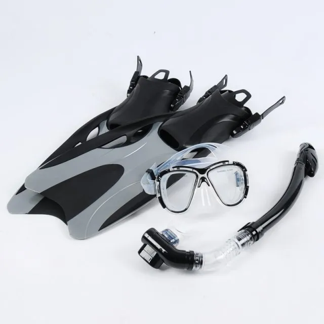 OEM Design Tempered Glass Snorkeling Mask Full Dry Diving Mask Set Waterproof Swimming Goggles