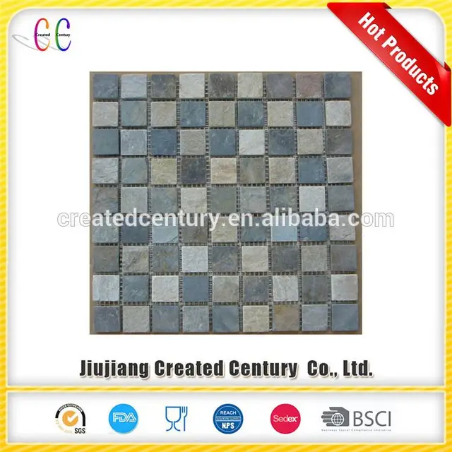 Amazing quality mosaic stone slate mosaic with mesh