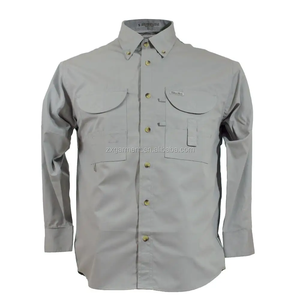 Custom Polyester Fishing Shirt Dry Fit Mens Long Sleeve Shirt Vented ...