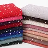 High Quality Shimmmer Silver Diamond Pearl Slice Solid Color Long Warp Bubble Chiffon Stone Muslim Women's Head Scarf Hijab