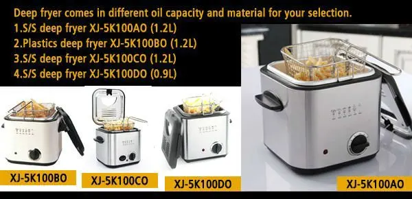 xj-5k100ao 1.2l mini deep fryer electric