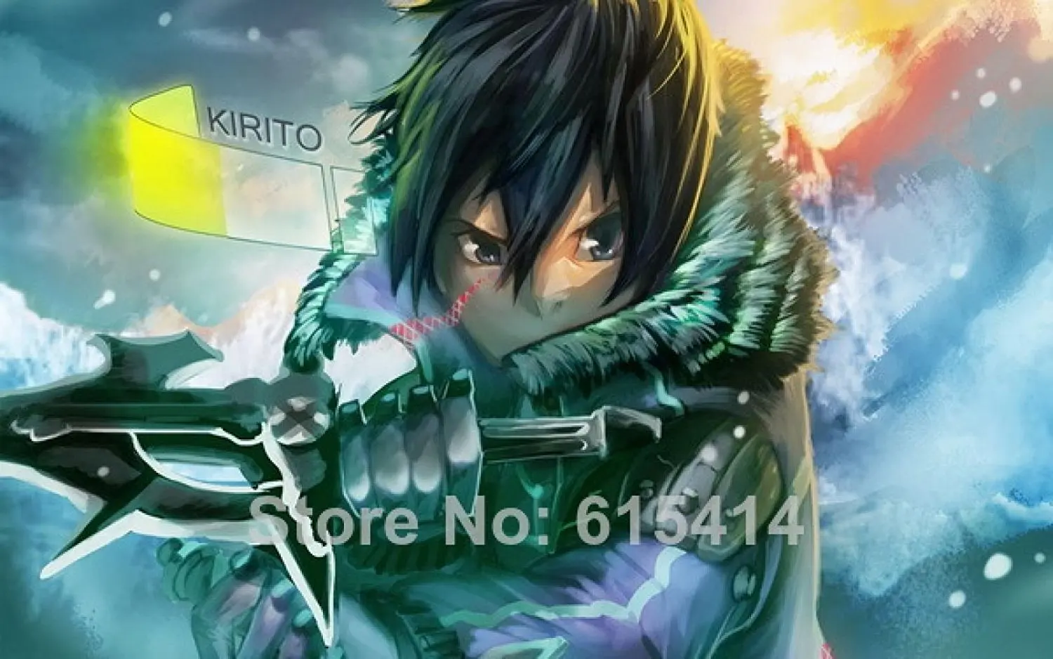 Sword Art Online Kirito Poster Print Wall Decor Anime Fan Art Large 24x16 inch