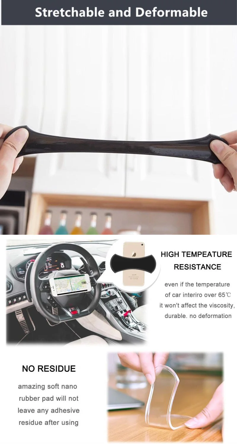 Universal Car Phone Holder Flourish Lama Nano Rubber Fixate Gel Pad for Tablet Mobile Phone Stand Wall Desk Stickers Paste Stand