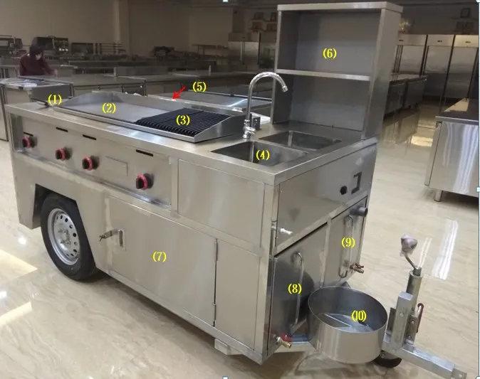 Commercial hot dog cart /Stainless steel Food truck / Snack Food cart