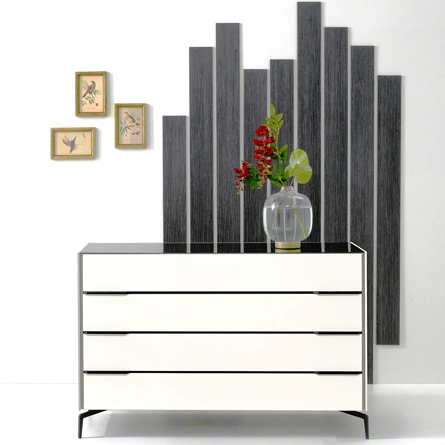 Adam and Illy COR0169 CORA Chest of Drawers, Glam Black/White