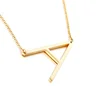 Large Initial Necklace Gold Big Letter Script Name Stainless Steel Pendant Monogram Necklace for Women Gift