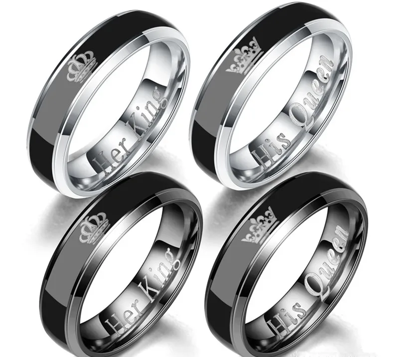 Stainless Steel Mood Ring Her King His Queen Crown Emotional Change Color Temperature Feeling Promise Engagement Wedding Band