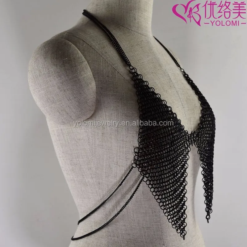 Gold Mesh China Bra Chainmail Halter Top Bra Body Chain Jewelry Making