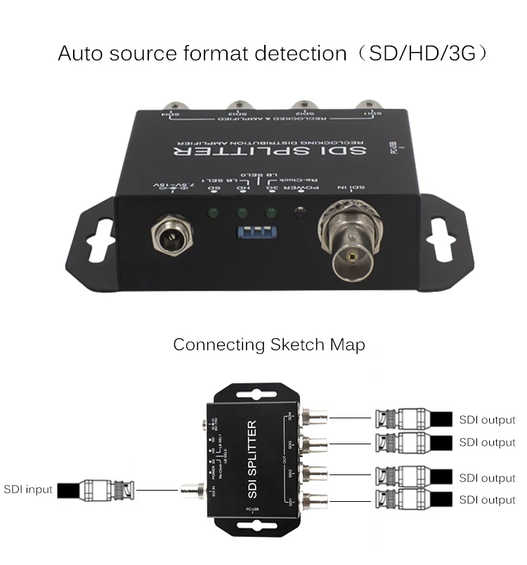 Wholesale 3G-SDI distribution amplifier splitter 1080P60 video quality converter up/down scaling