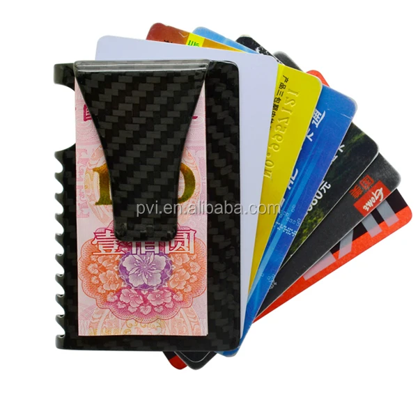 Minimalist Carbon Fiber Front Pocket Wallet Rfid Blocking Business Card