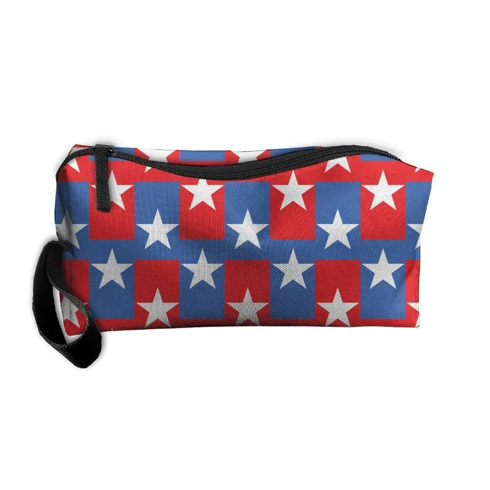 American Eagle Blue Thin Line Flag Portable Make-up Storage Capacity Bags For Travel Hanging Zipper