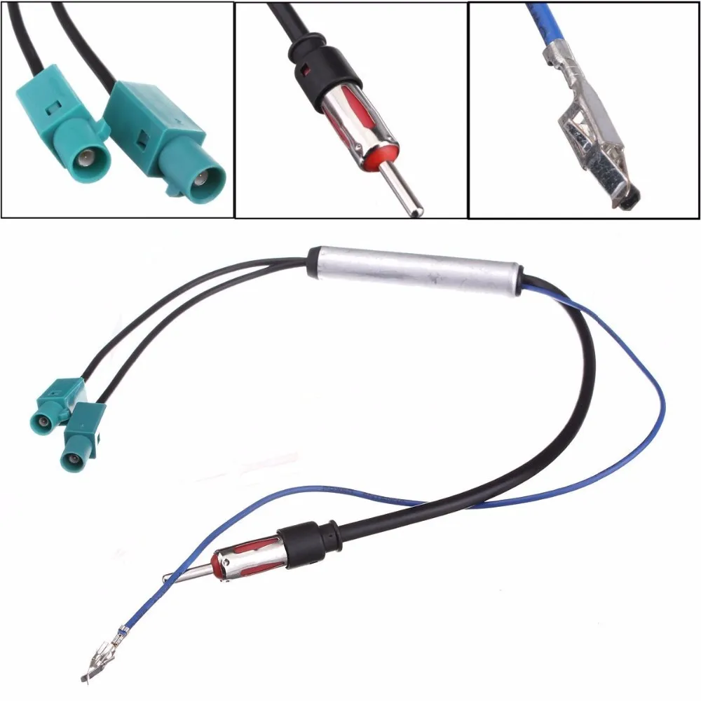 Car Radio Antenna Adapter Cable Dual Fakra To Am/fm Coax Plug Male For