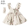 ShiJun Wholesale Clothing 100% Linen Backless Peach Blossom 3 Year Old Girls Dress