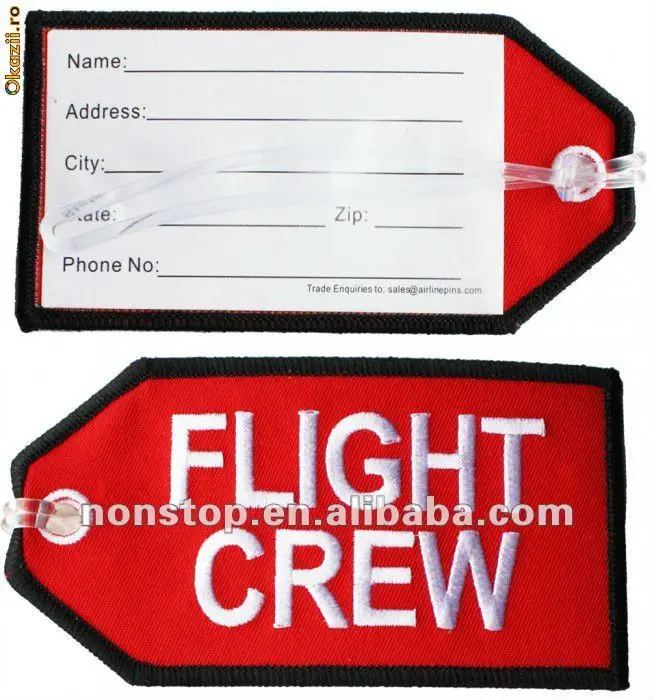 Embroidered Flight Crew Bag Tag Embroidered Flight Crew Bag Tag Embroidery Product On Alibaba
