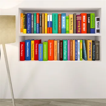 Colorful English  Books Bookshelf Wall Sticker For Living 