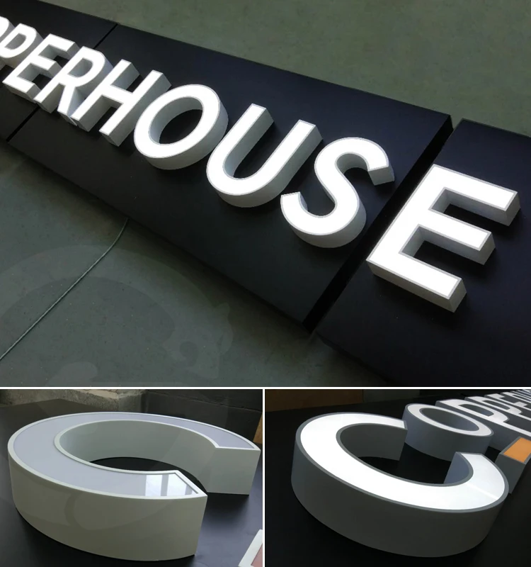 Waterproof led illuminated outdoor light channel store front led signs