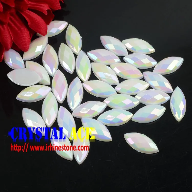 Milk White AB Acrylic Rhinestone Crystal Beads Non Fix