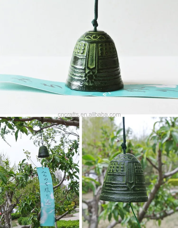 Japanese 1.75"D Wind Chimes Furin Nambu Cast Iron Green Temple Bell/ Made Japan 