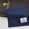 Window pane worsted wool fabric deep blue