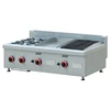 Counter Top 2 Burner Gas Range+Flat Griddle+Lava Rock Grill Combination Gas Cooking Equipment