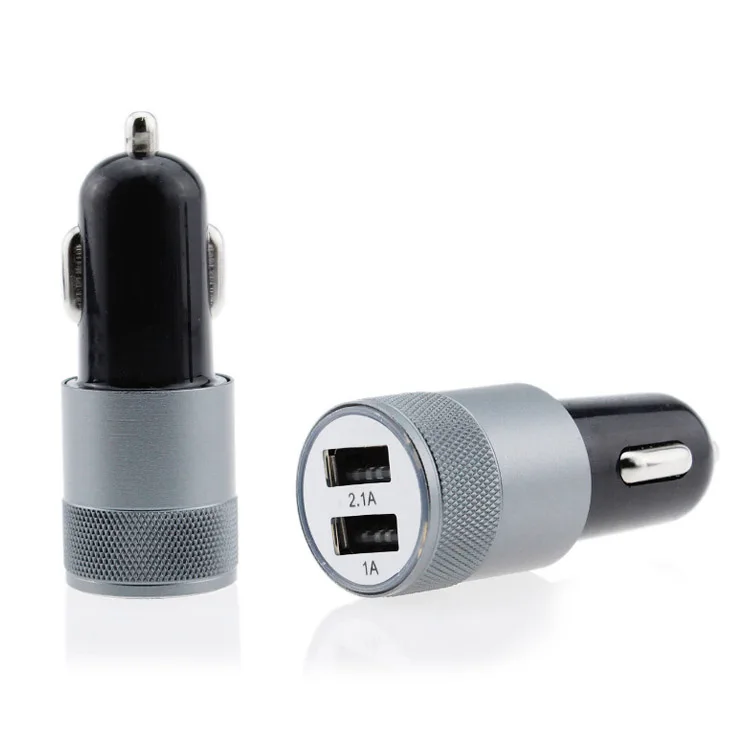 Aluminum Alloy Body Mobile Phone Car Charger Quick Charging Dual USB Charger For Smartphone