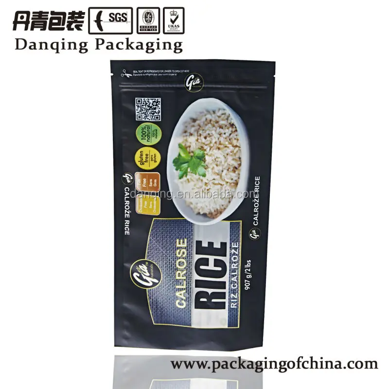 Plastic bag with zipper for rice packaging,plastic food packaging bag