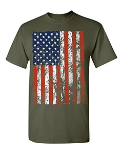 Custom Made Wholesale Design T-shirt Custom Made Wholesale Design Your Logo America Flag T Shirt, American Apparel 50/50 Made In China