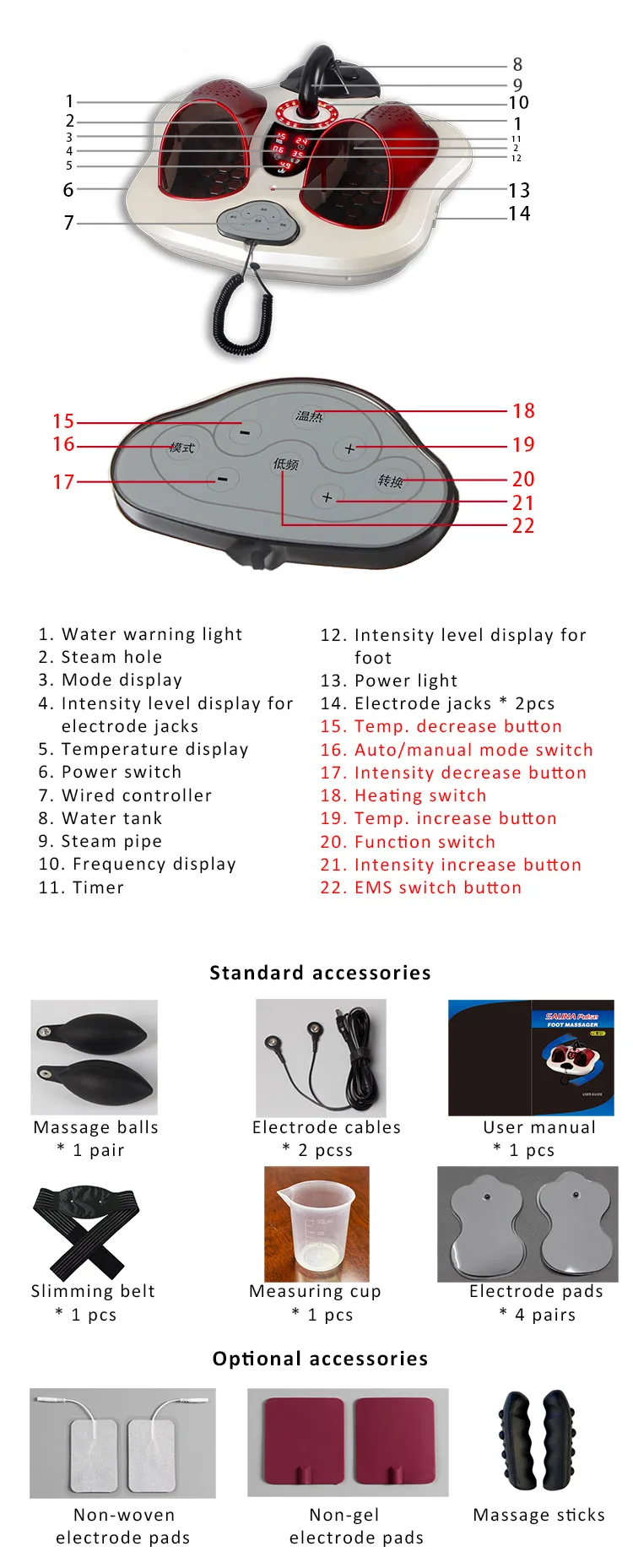 Relaxing and comfortable quantum foot water massager with heating