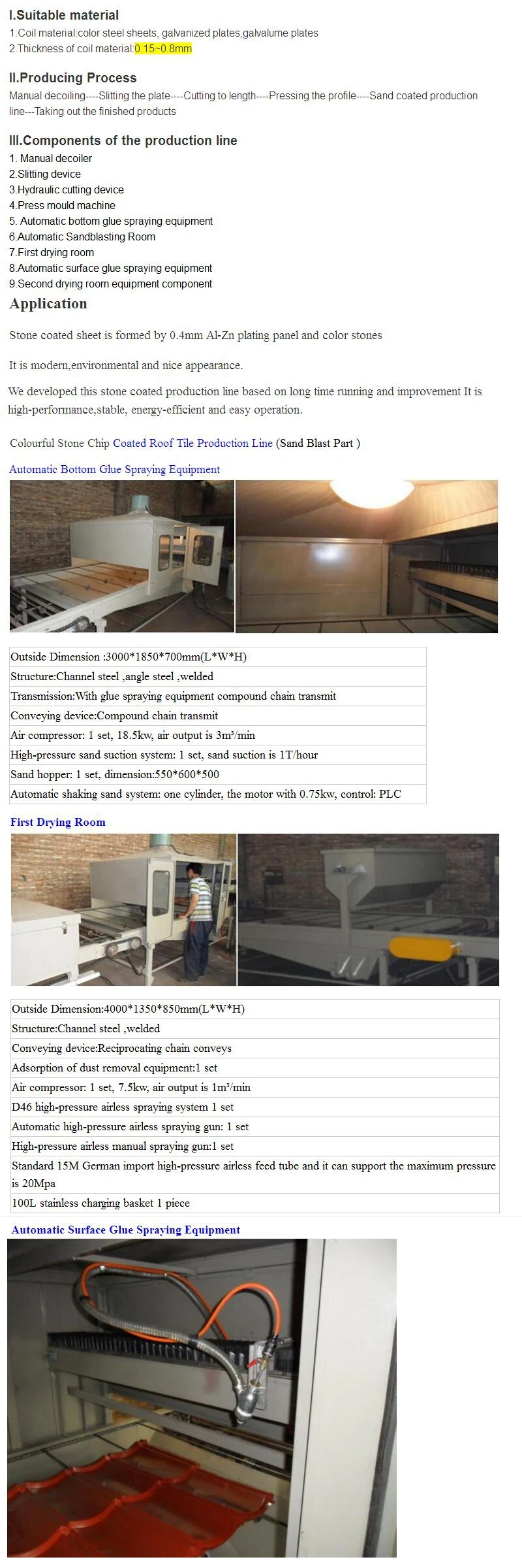 Sales Hot Color Stone Coated Steel Roof Forming Machine Sand Blast Production Line