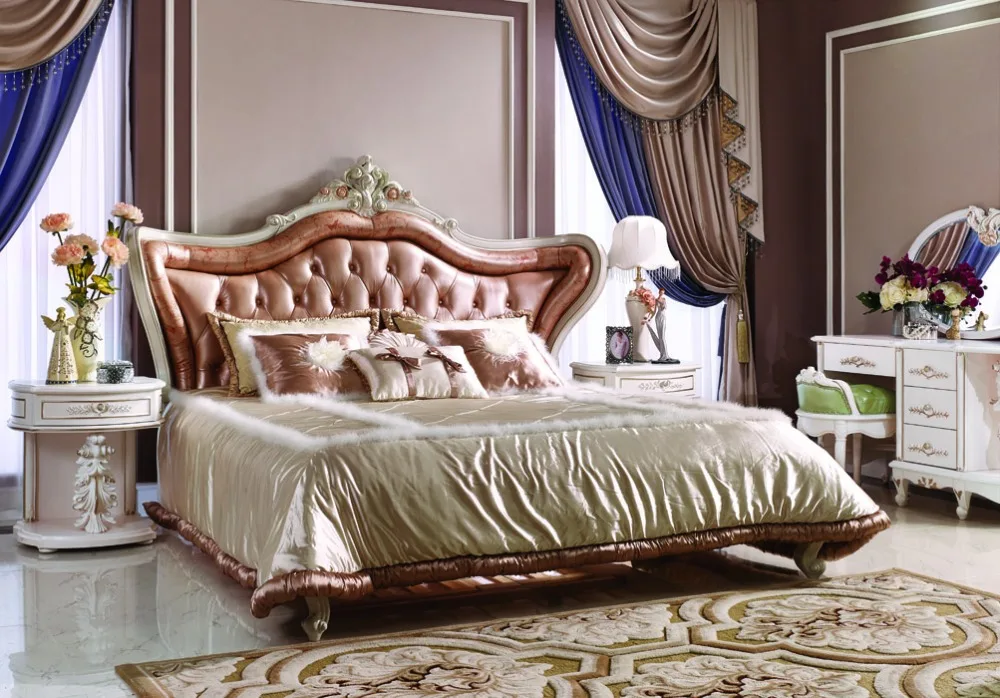 Elegant European Leather Beds Lauder Classic Bedroom Furniture,Wood ...