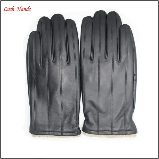 Driving gloves for men fashion black goatskin mens leather driving gloves