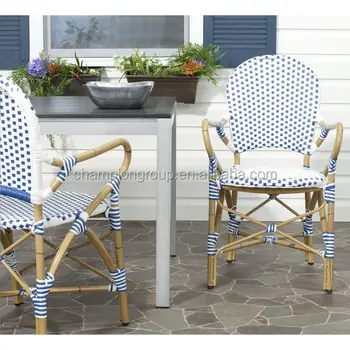 Vintage French Blue And White Wicker Bistro Arm Chairs Buy French Provincial Arm Chair White Plastic Bistro Chair Metal French Bistro Chairs Product