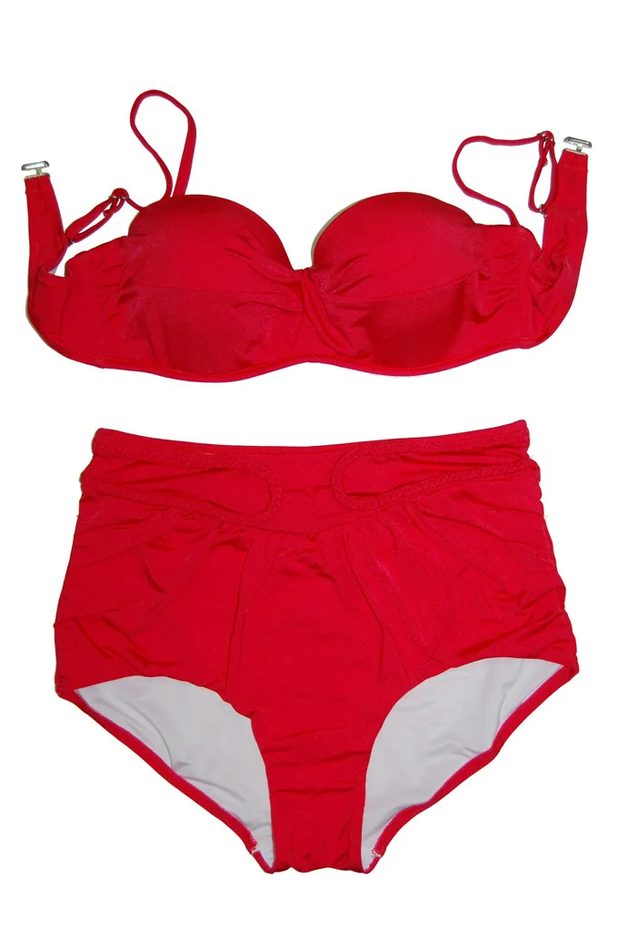 red high waisted swimsuit