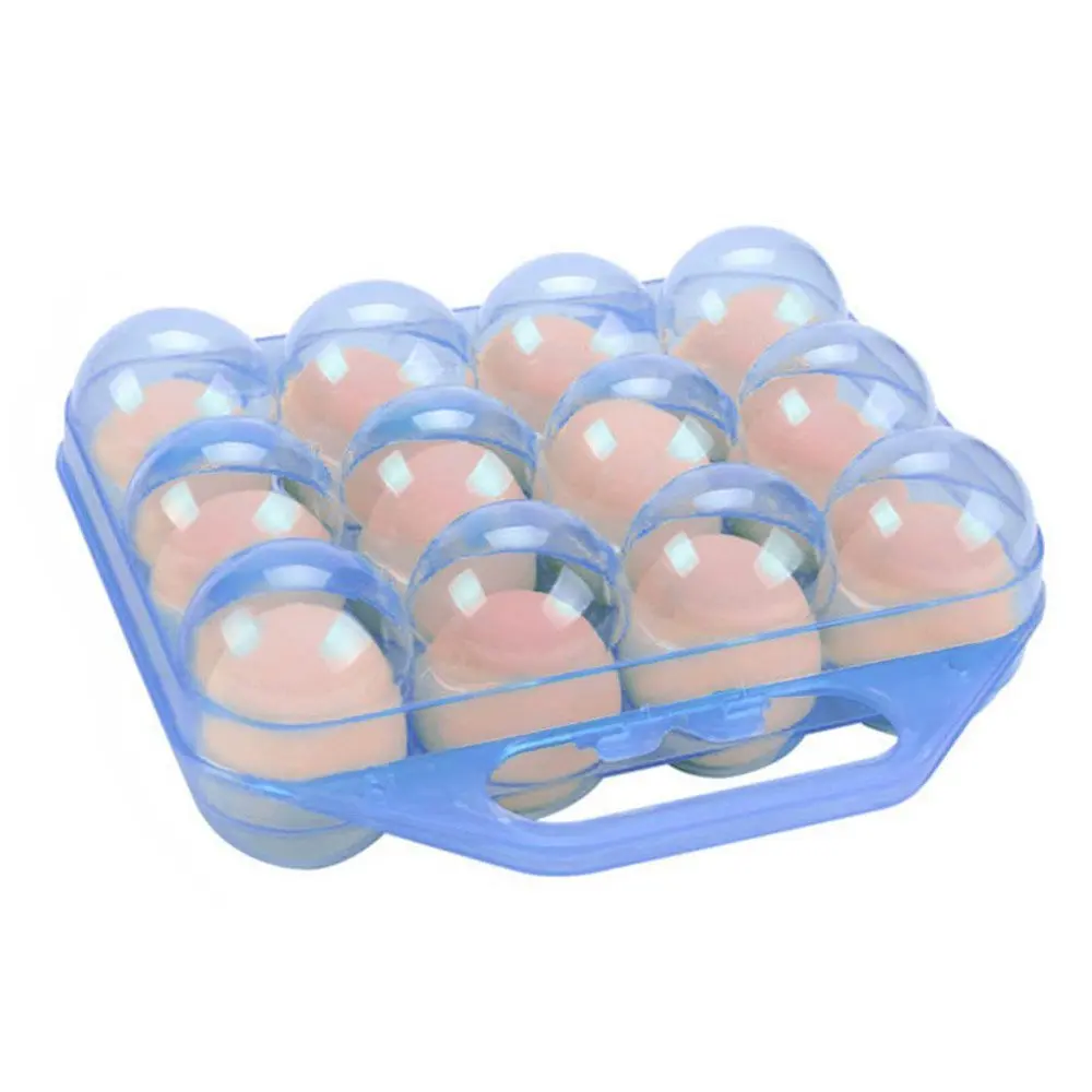 Blue R SODIAL Egg Tray for Refrigerator,15 Eggs Tray Holder with Lid,Portable Shatter-proof Covered Egg Container