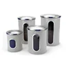 Stainless Steel Metal Stainless Steel Coffee Kitchen Suction Bread Bin Canister with window