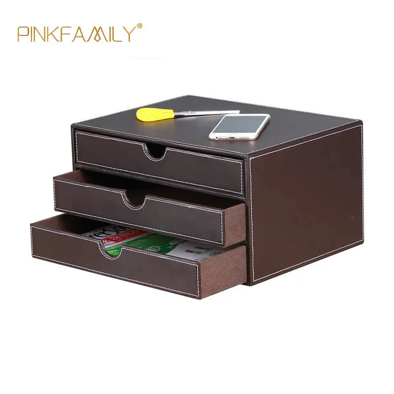 White leather multi-functional vinyl record office storage box