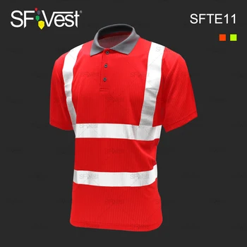 Polyester Breathable Knitted Red High Viz Reflective 