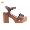 ladies simple high heel sandals factory custom slingback sandals shoes daily wear women sandal wood log