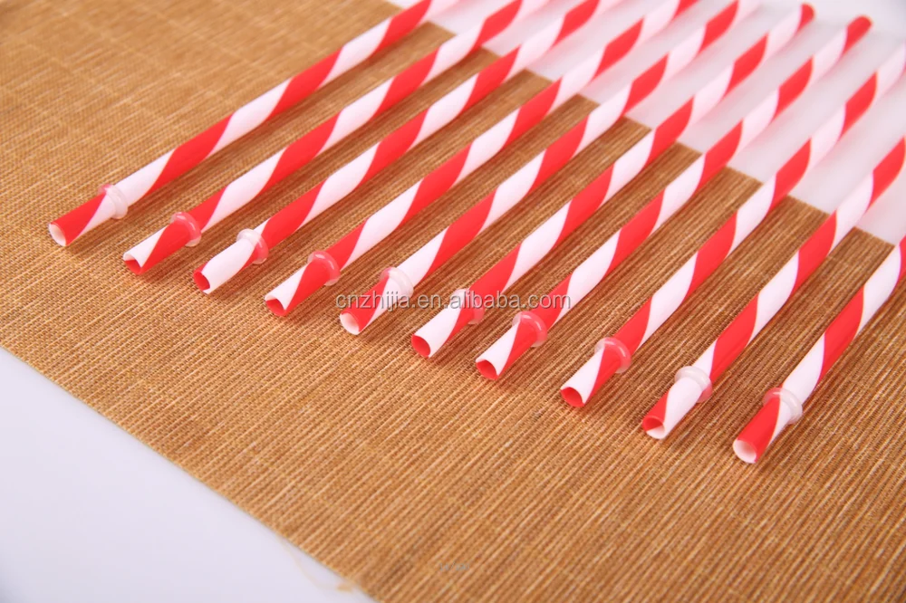 Bpafree Red And White Stripe Acrylic Straws,Reusable Plastic Thick